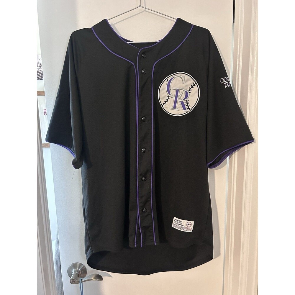 Official Dynasty Black Colorado Rockies Button Stitched MLB Jersey Size XL